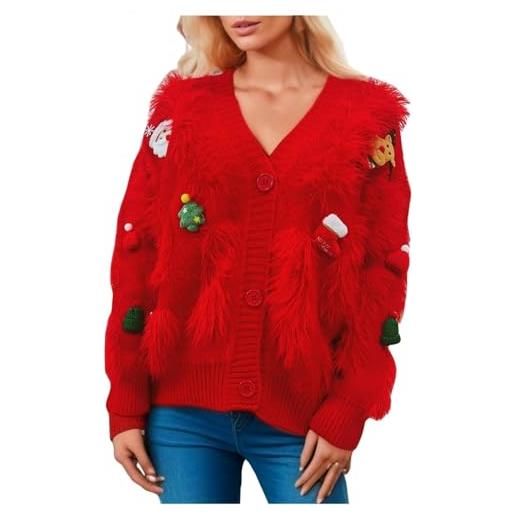 Cardigan Donna Invernale Con Cappuccio Aleumdr | Maglione Spesso Con Tasche, Chiusura A Bottoni E Cerniera, Manica Lunga, Mix Rayón E Nylon - Taglie Da S A XXL