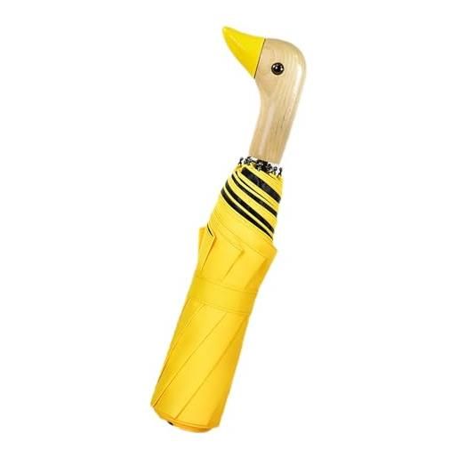 Generico ombrelli duckhead, ombrello duck per adulti - ombrello 3 pieghe - ombrello antivento protezione uv donna sole e pioggia ombrelli con manico in legno a 8 stecche per bambini