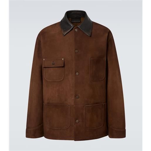 Prada giacca in suede con pelle