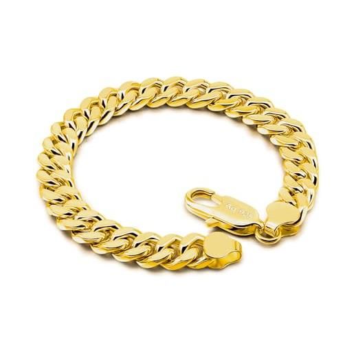 Aka Gioielli - Bracciale Uomo Donna in Argento Sterling 925 Rodiato - Catena Maglia Figaro Piatta 4.4 mm - lunga 19 cm