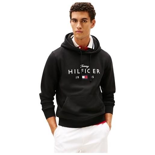 Tommy Hilfiger felpa con cappuccio da uomo brand love big hilfiger mw0mw41427, blu, m, blu (cielo del deserto), m