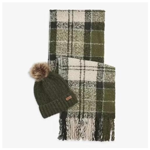 Barbour lgs0077gn51 saltburn beanie & tartan scarf gift set
