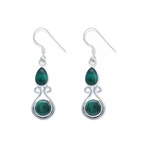 Acquista Orecchino a bottone in argento sterling 925 con pietra preziosa di malachite in Italia a partire da 32