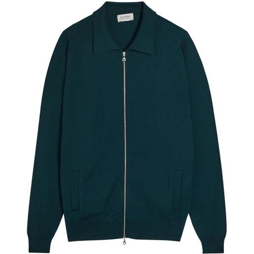 John Smedley cardigan alston con zip - verde