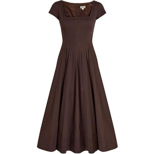 STAUD abito midi wells con scollo quadrato - marrone