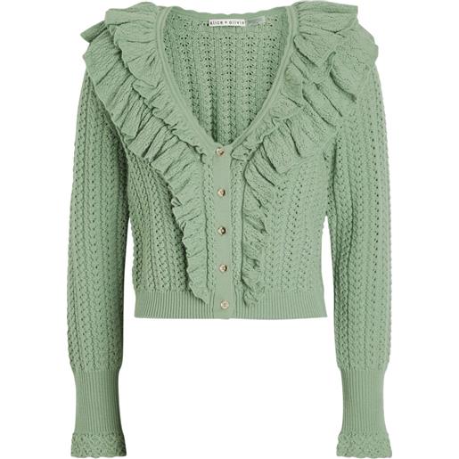 alice + olivia cardigan eileen con ruches - verde