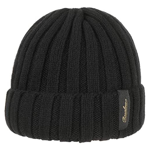 Borsalino berretto in cachemire donna/uomo - made italy beanie lana lavorato a maglia con risvolto inverno autunno/inverno - taglia unica nero