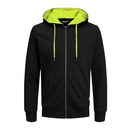 JACK & JONES jack&jones jjesoft basic sweat zip hood noos, jjesoft basic felpa con cappuccio con zip noos uomini, black/fit: reg fit, xs