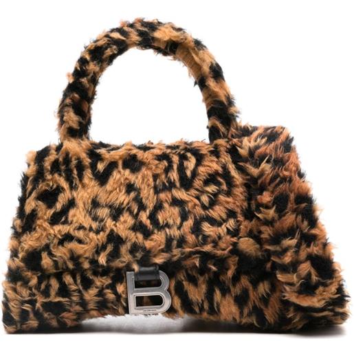 Balenciaga borsa a spalla mini hourglass - marrone