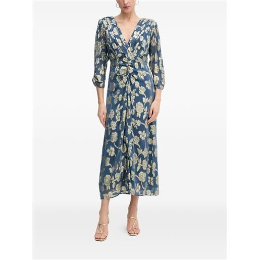 Hoss Intropia abito midi a fiori con scollo a v - blu