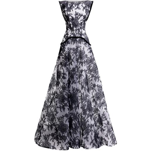 Gemy Maalouf abito con ricamo - bianco