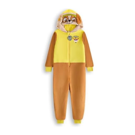 Tutina Paw Patrol Chase Per Bambino Pigiama Righe Blu Con Cappuccio 3D E Ricamo Zampa
