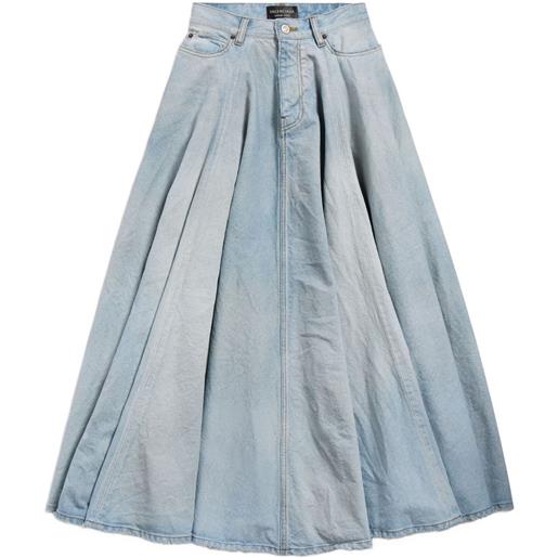 Balenciaga gonna lunga con frange - blu