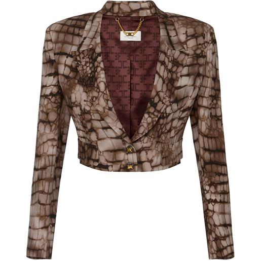 Elisabetta Franchi giacca crop con stampa - marrone