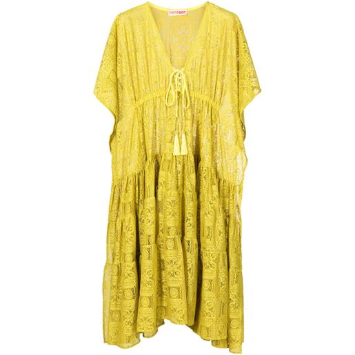 Olympiah abito midi con ricamo santorini - giallo