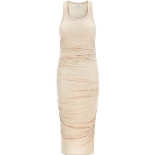 Elisabetta Franchi abito midi con logo - toni neutri