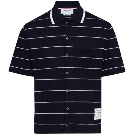 Thom Browne camicia a righe a maniche corte - blu