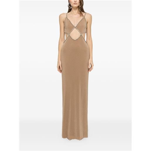 NISSA abito lungo con decorazione - toni neutri