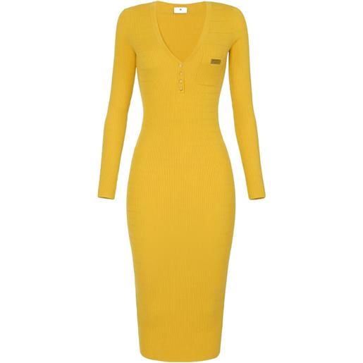 Elisabetta Franchi abito midi con scollo a v - giallo