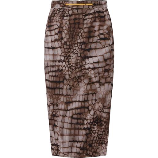 Elisabetta Franchi gonna midi con motivo alligatore - marrone
