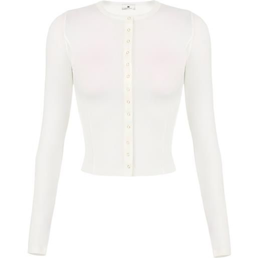 Elisabetta Franchi cardigan con logo ricamato e bottoni - bianco