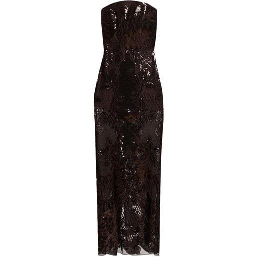 Elie Saab abito lungo con dettaglio in pizzo - chocolate brown