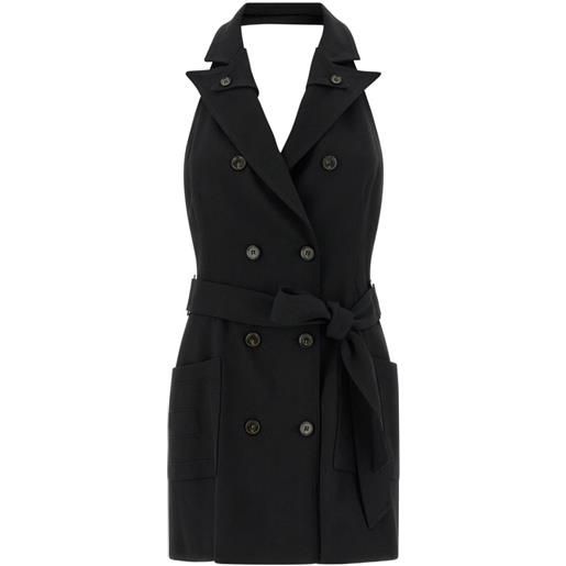 Elisabetta Franchi abito in gabardine con tasche ricamate - nero