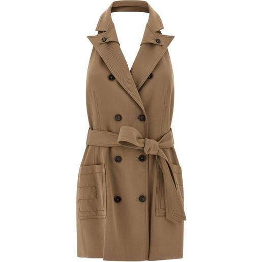 Elisabetta Franchi abito corto doppiopetto con cintura - marrone