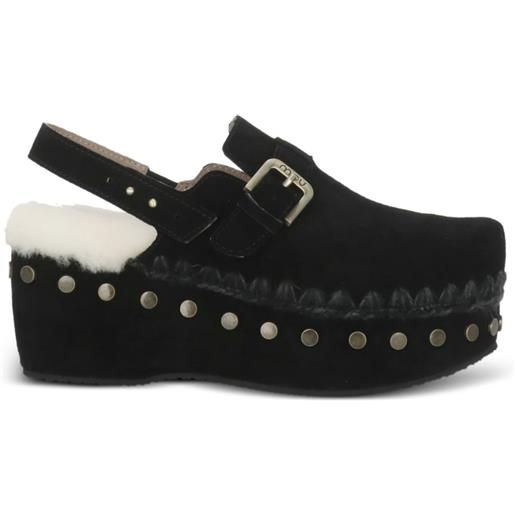 Mou mules in pelle con fibbia - nero