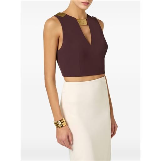 Elisabetta Franchi top con scollo a v - marrone