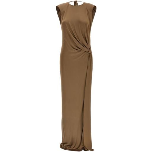 Elisabetta Franchi abito drappeggiato a maniche corte - marrone
