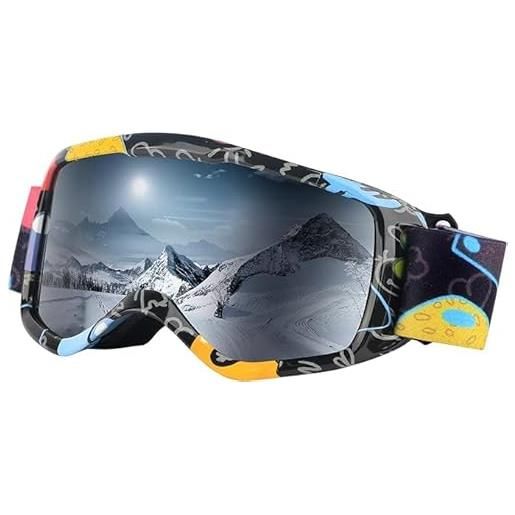 NewBEP occhiali da sci per bambini, occhiali da neve e snowboard, per ragazzi e ragazze (arancione)