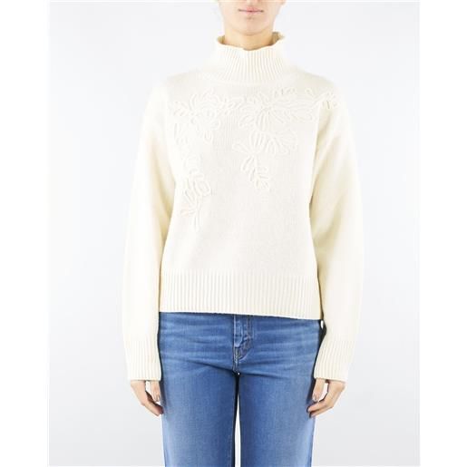 ERMANNO BY ERMANNO SCERVINO maglia panna in lana con ricamo