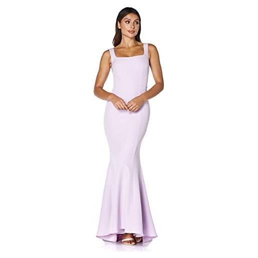 Jarlo London senia square neck maxi dress with button back, viola, 34 women's