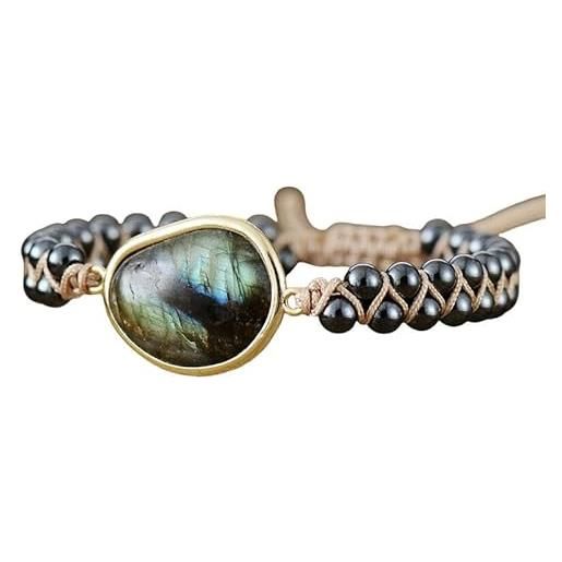 Bracciale Shamballa In Ematite Realizzato Con Perline Rotonde Naturali Per Bracciale Protettivo Da Uomo, Stile Trendy Ed Elegante - Italia - Foto 10