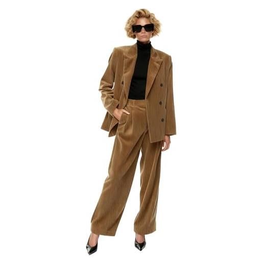Leader of the Beauty abito da donna in velluto a coste a 2 pezzi da ufficio da donna con risvolto senza risvolto caldo blazer abbigliamento casual pantaloni tuta, caff, s