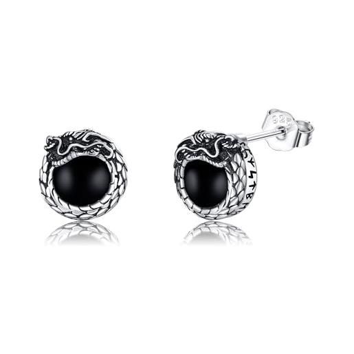 Orecchini Rotondi In Argento Sterling 925 Con Agata Viola E Dettagli Drago Stile C 617925