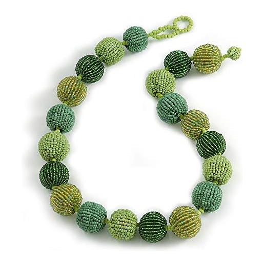 Avalaya Collana lunga e delicata con perle di vetro blu e conchiglia/lunga 110 cm, Vetro Vetro conchiglia di mare