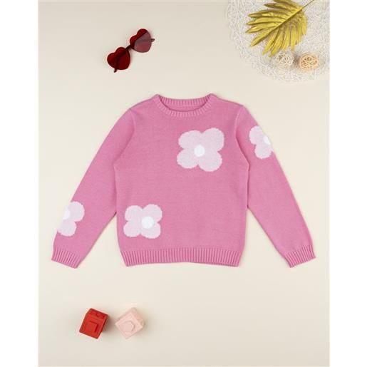 Prénatal maglia tricot rosa bambina fiori