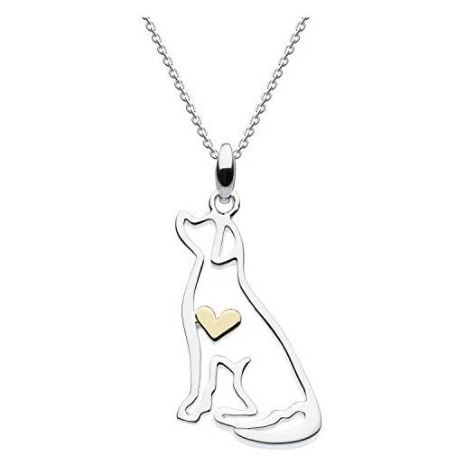 Collana Bassotto In Argento 925 – Ciondolo Animale, Catena Forzatina 45,7 Cm – Gioiello Dew