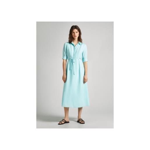 Pepe Jeans per donna. Pl953472 abito blu emerry [3081419], casual, lino, manica corta, turchese, sostenibile