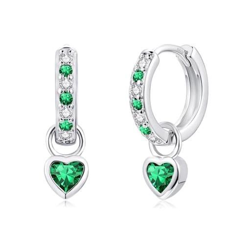 Orecchini pendenti a forma di cuore baguette in oro massiccio 14k, oro intrecciato - Italia