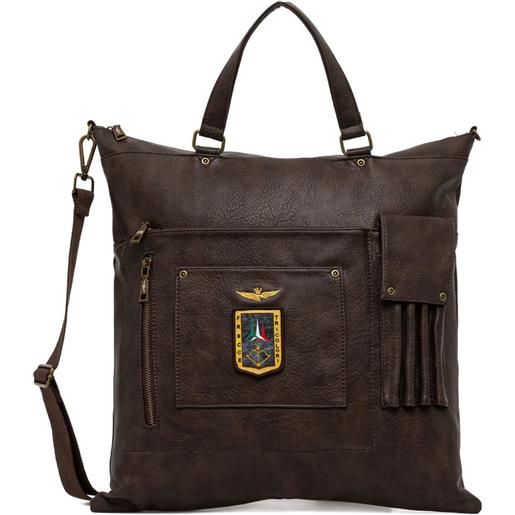 Aeronautica Militare borsa porta pc con applicazione - marrone