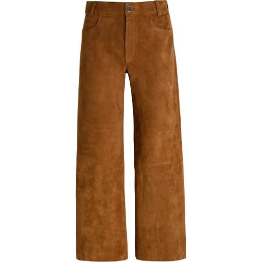 Stouls pantaloni in pelle con bottoni - marrone