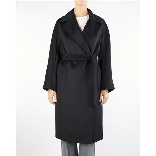 MAX MARA WEEKEND cappotto nero midi doppiopetto in lana resina