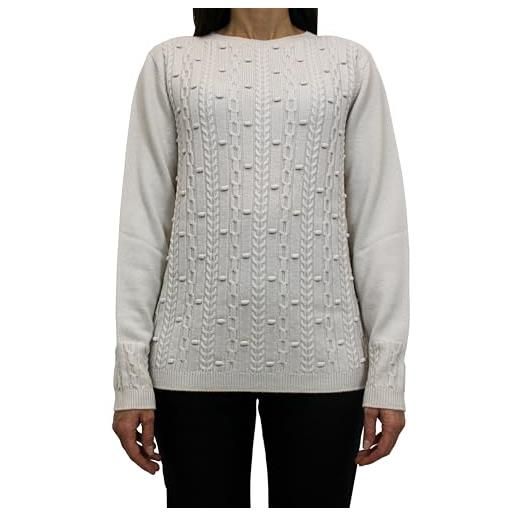 Carla Ferroni maglia da donna di pura lana a girocollo art. 4304 (it, testo, m, regular, regular, bianco)