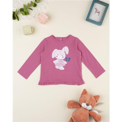 Prénatal t-shirt bimba rosa stampa coniglio