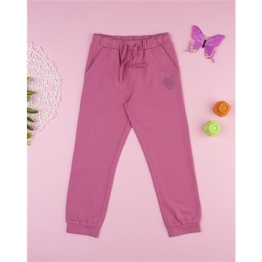Prénatal pantalone bambina rosa cuore strass