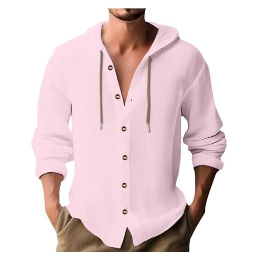 Generisch camicia uomo taglia 106 solido vacanza cardigan camicie con cappuccio top camicie stampa uomo, colore: rosa. , 3xl
