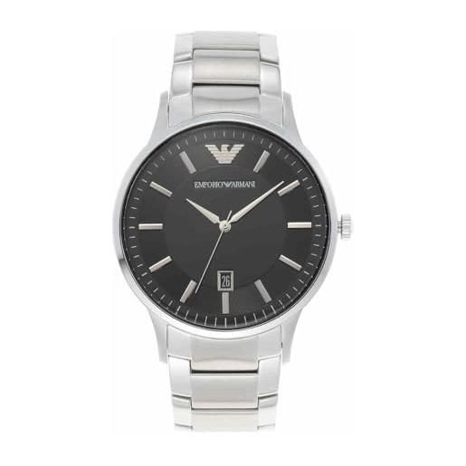 Emporio Armani orologio per uomo, movimento al quarzo con data a tre lancette e cassa da 43 mm con cinturino in acciaio